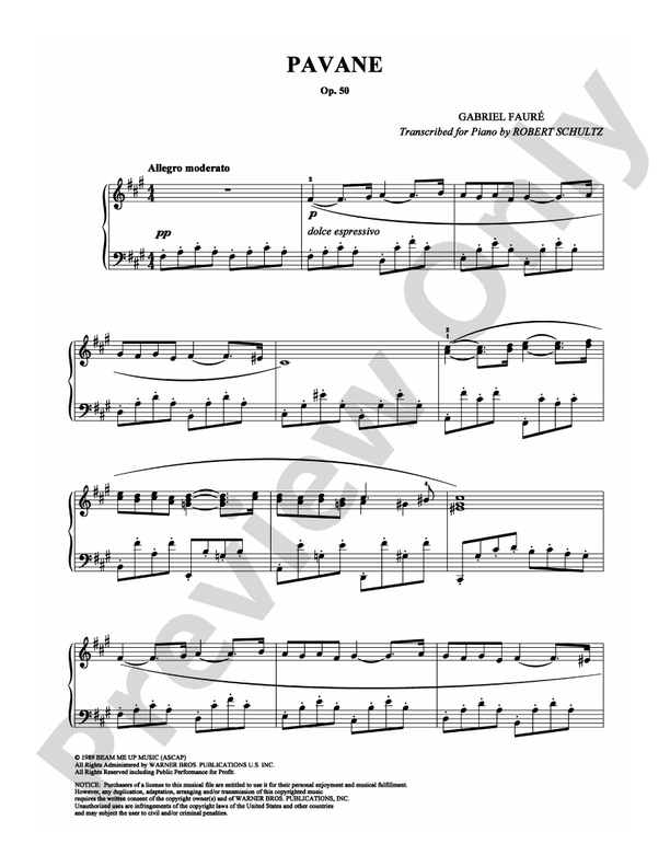 Faure - Pavane - Piano (Digital Download)