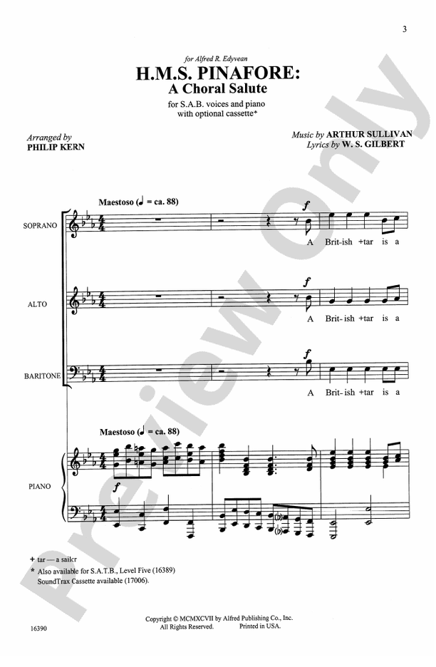 H.M.S. Pinafore: A Choral Salute - SAB Choral Octavo (Digital Download)