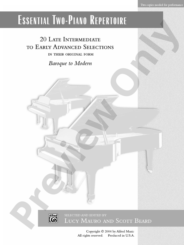 Essential Two-Piano Repertoire - 20 Late Intermediate to Early Advanced Selections in Their Original Form - 2 Pianos, 4 Hands (Digital Download)