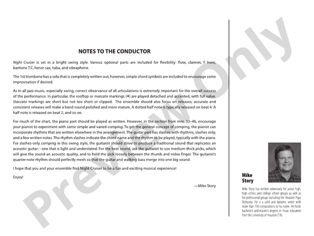 Night Cruiser - Jazz Ensemble Conductor Score & Parts(Digital Download)