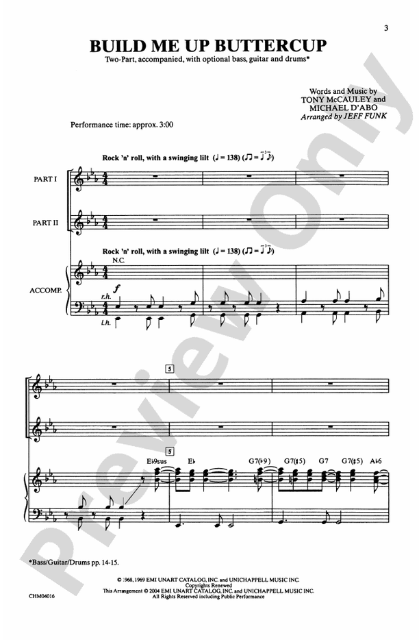 Build Me Up Buttercup - 2-Part Choral Octavo (Digital Download)