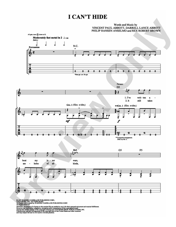 I Can't Hide - Guitar TAB (Digital Download)
