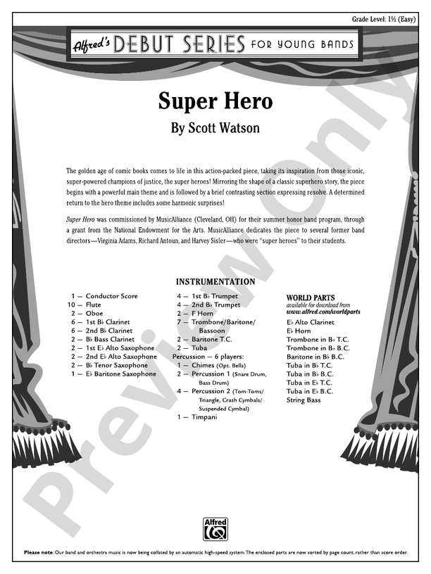 Super Hero - Concert Band Conductor Score & Parts (Digital Download)