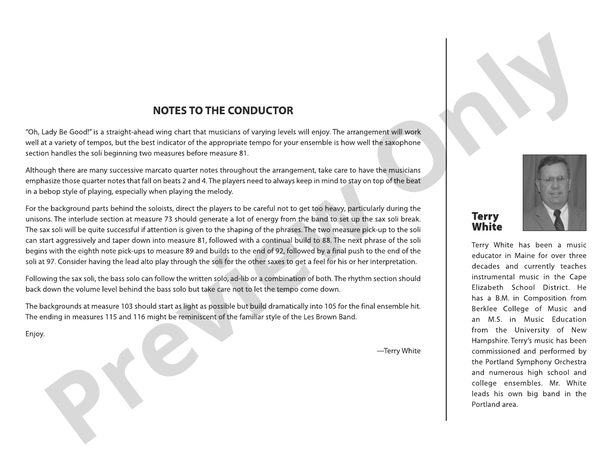 Oh, Lady Be Good! (Arr. Terry White) - Jazz Ensemble Conductor Score & Parts (Digital Download)