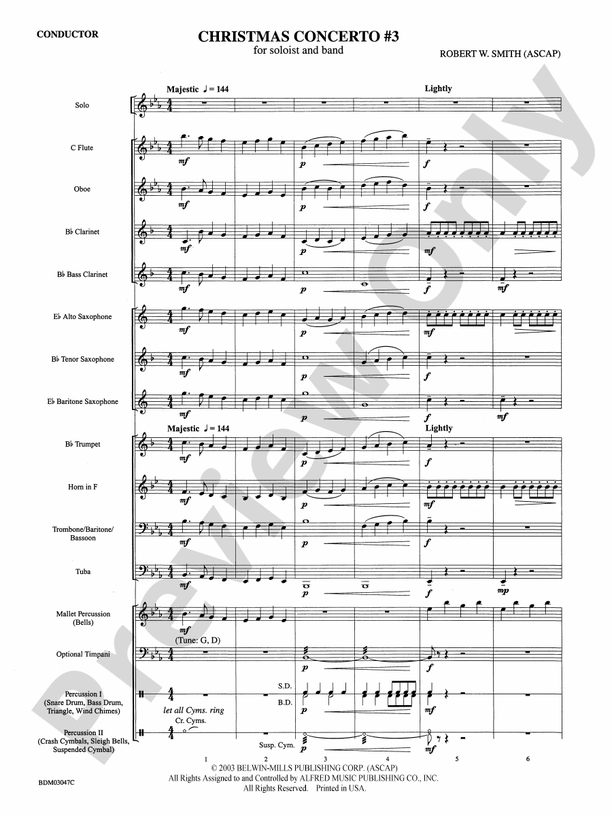 Christmas Concerto #3 (for Soloist and Band) - Concert Band Conductor Score & Parts (Digital Download)