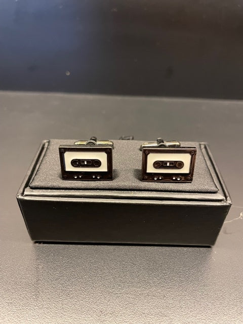Black and White Cassette Tape Cufflinks.