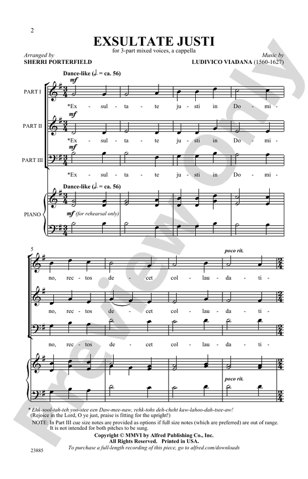 Exsultate Justi – 3-Part Mixed, a cappella Choral Octavo (Digital Download)