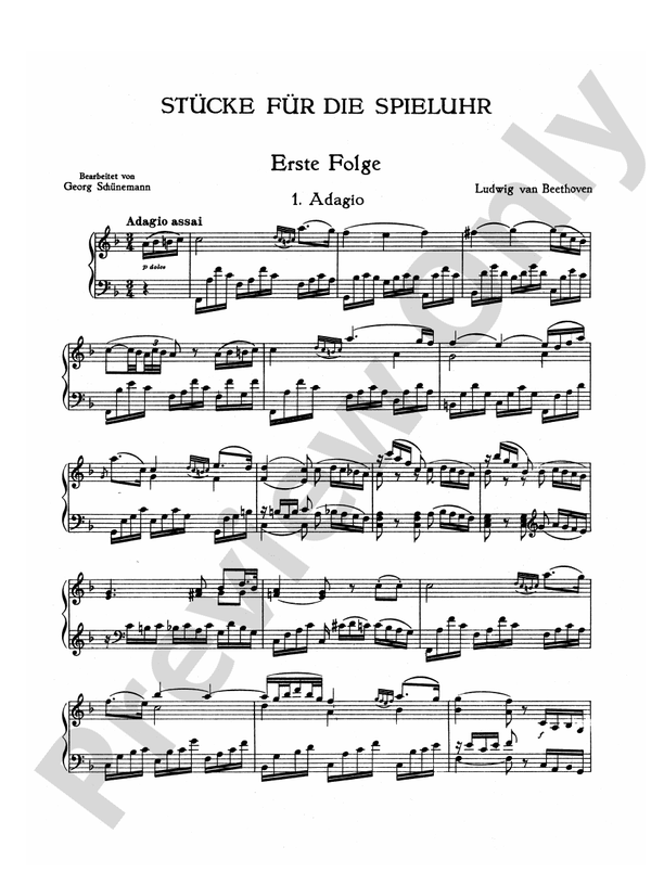Beethoven - Pieces for the Musical Clock - Piano Solo (Digital Download)