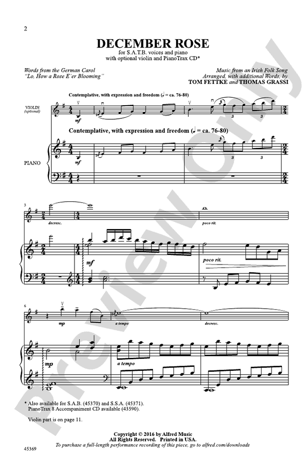 December Rose – SATB Choral Octavo (Digital Download)