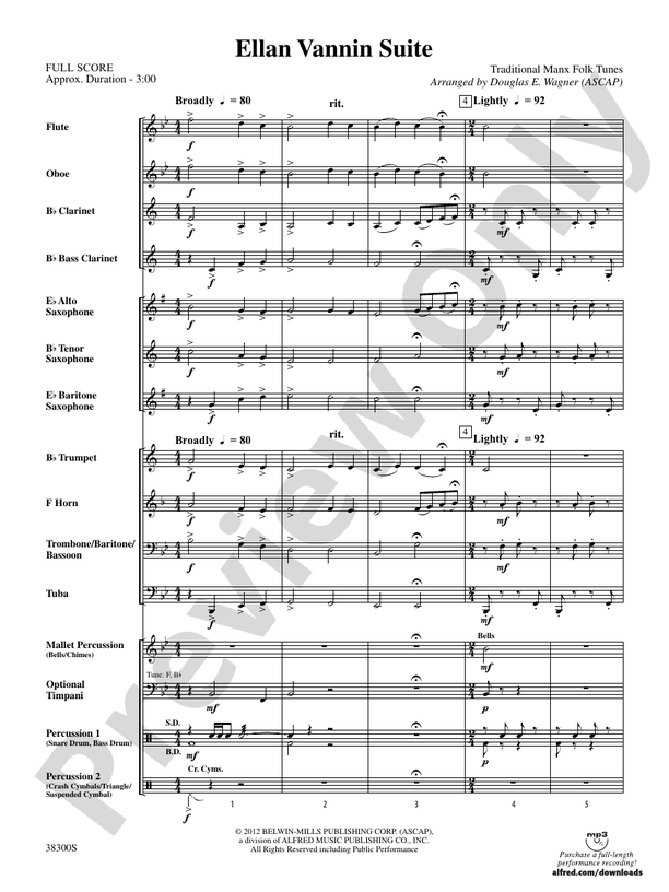 Ellan Vannin Suite - Concert Band Conductor Score & Parts (Digital Download)