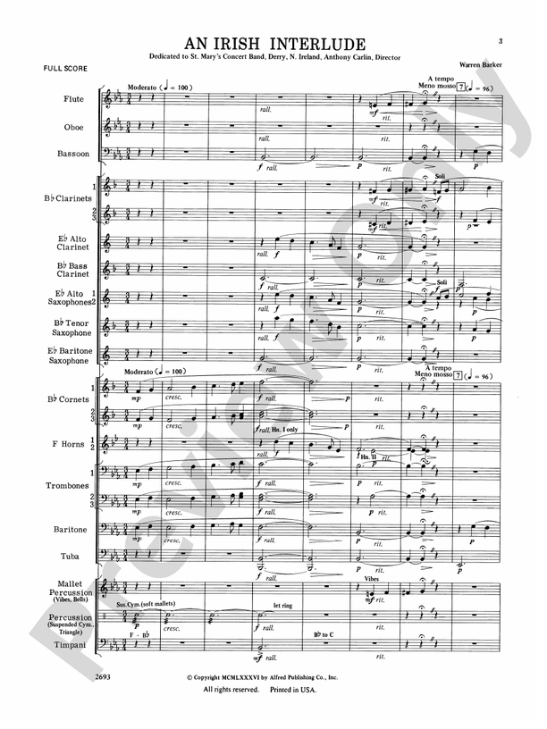 An Irish Interlude - Concert Band Conductor Score & Parts (Digital Download)