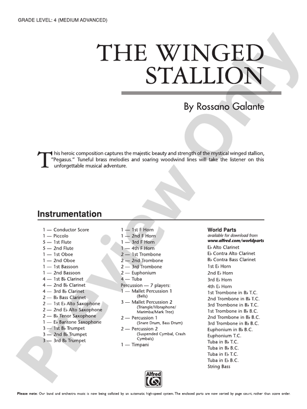 The Winged Stallion - Concert Band Conductor Score & Parts (Digital Download)
