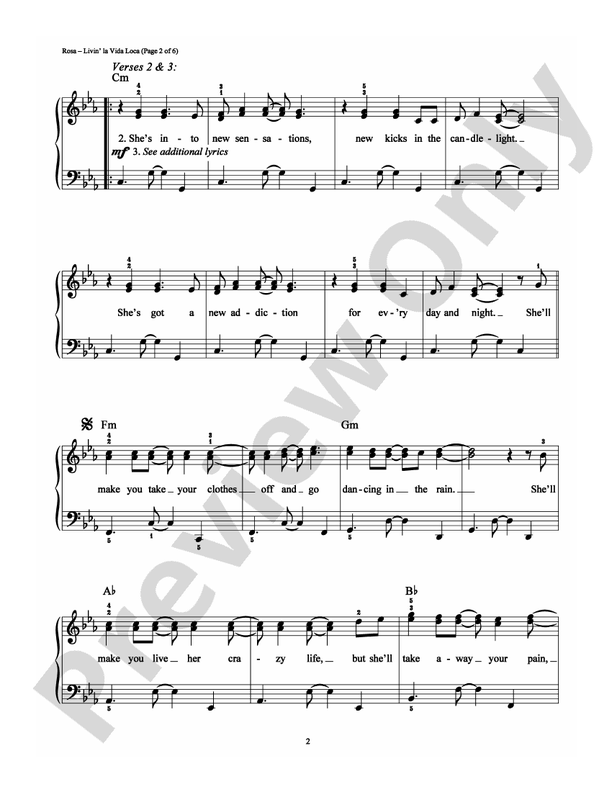 Livin' la Vida Loca - Arr. Dan Coates - Easy Piano (Digital Download)