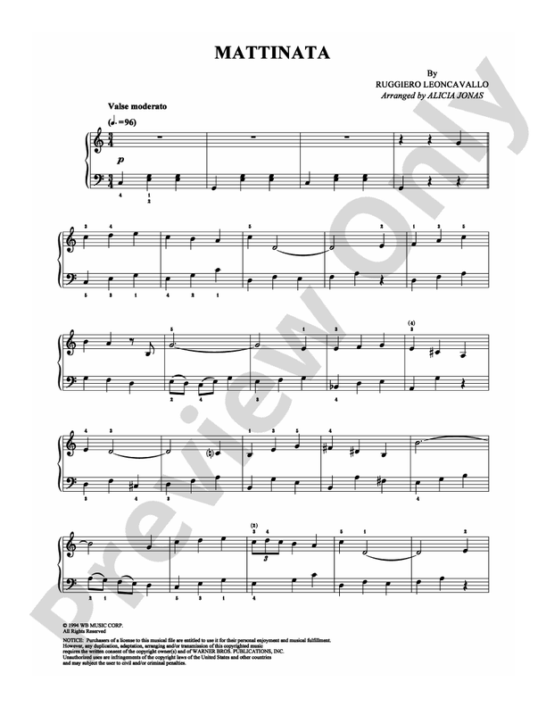 Leoncavallo - Mattinata - Piano (Digital Download)