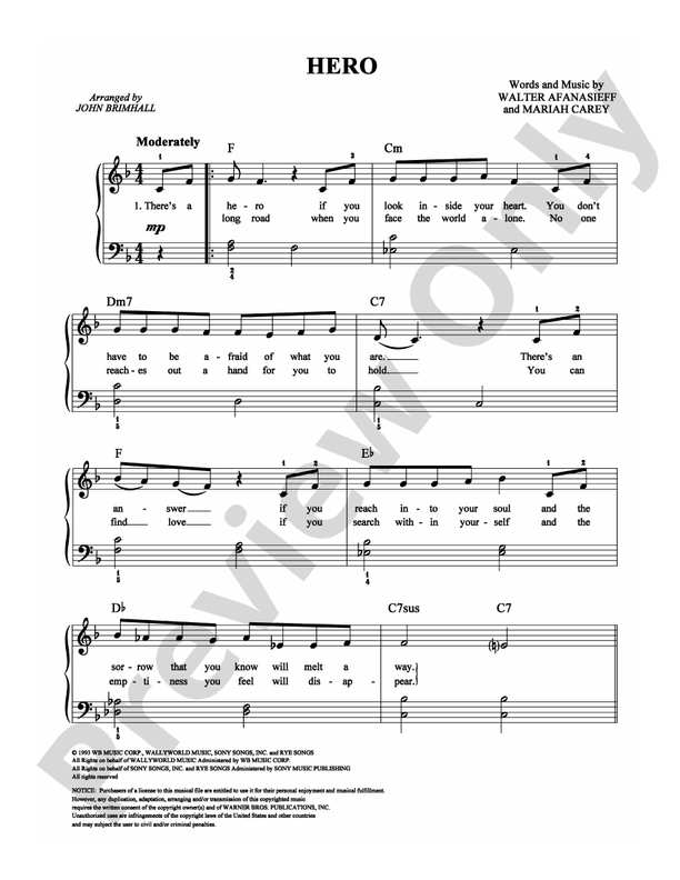 Hero - Arr. John Brimhall - Easy Piano (Digital Download)