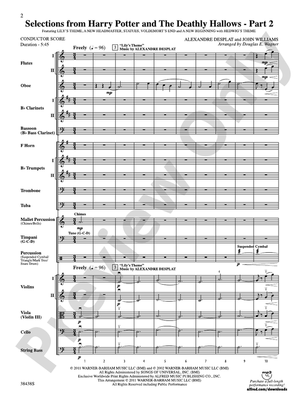 Harry Potter and the Deathly Hallows, Part 2, Selections from – Full Orchestra Conductor Score & Parts (Digital Download)