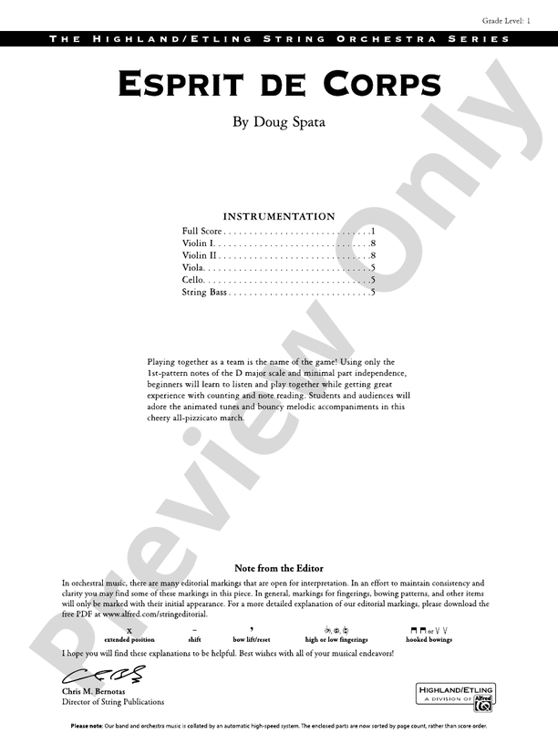 Esprit de Corps - String Orchestra Conductor Score & Parts (Digital Download)