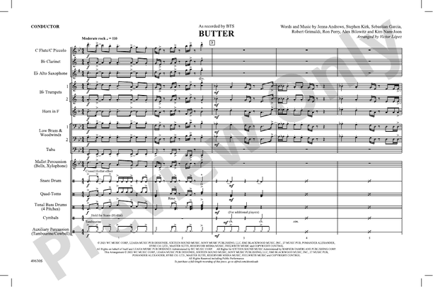 Butter – Marching Band Conductor Score & Parts (Digital Download)
