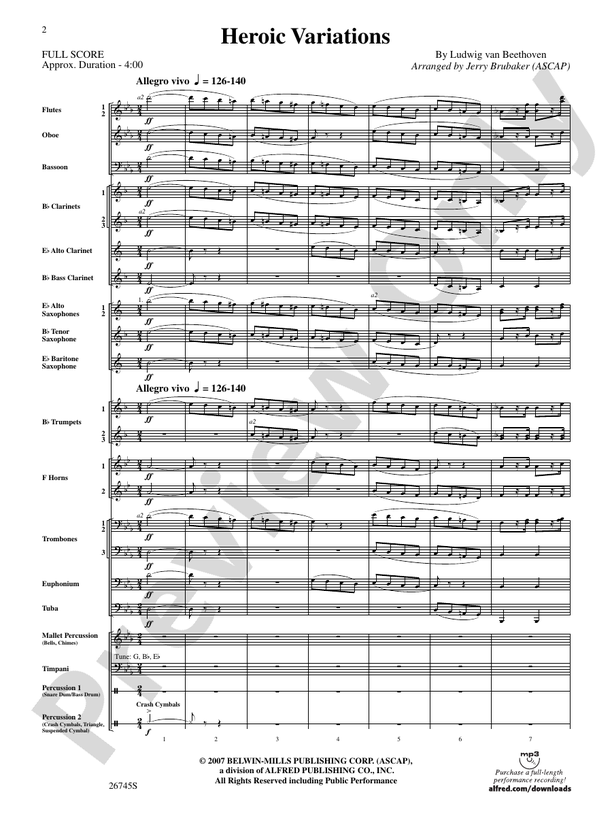 Heroic Variations - Concert Band Conductor Score & Parts (Digital Download)