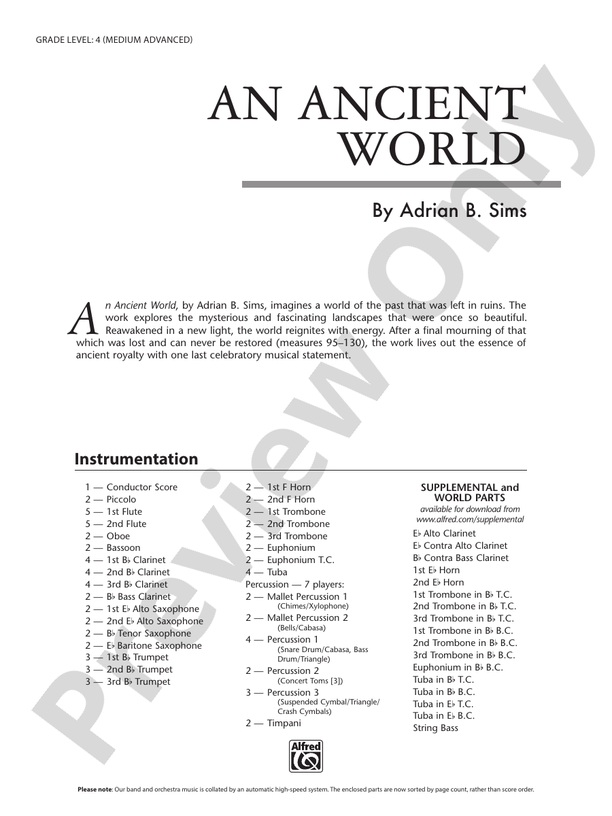 An Ancient World - Concert Band Conductor Score & Parts (Digital Download)