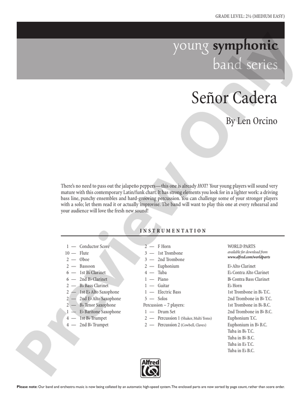Senor Cadera (Mister Hip) - Concert Band Conductor Score & Parts (Digital Download)