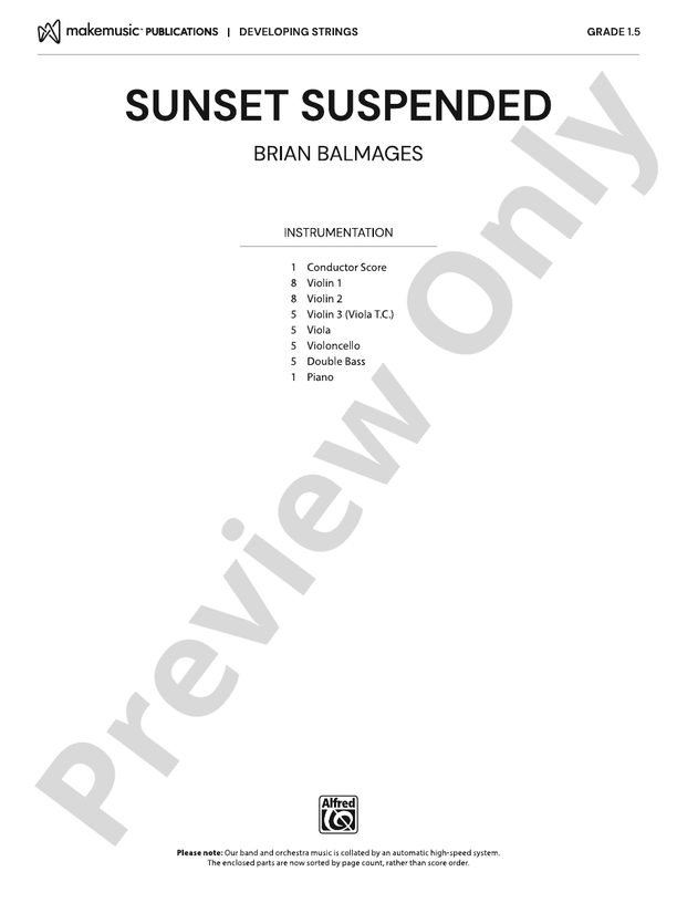 Sunset Suspended - String Orchestra Conductor Score & Parts(Digital Download)