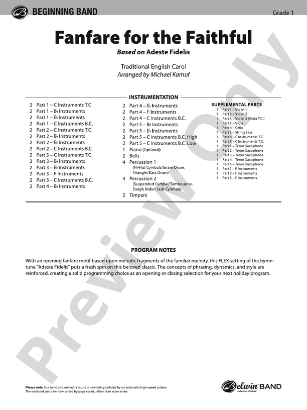 Fanfare for the Faithful (Flexible Arrangement) - Concert Band Conductor Score & Parts (Digital Download)