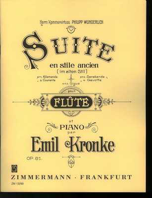 Kronke - Suite in Ancient Style Op81 - Flute/Piano Accompaniment Softcover Zimmermann
