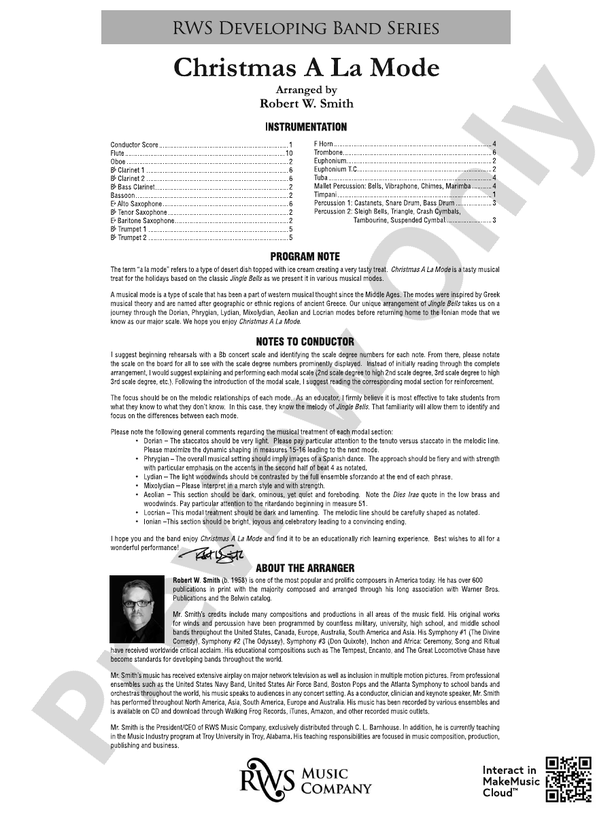 Christmas A La Mode - Concert Band Conductor Score & Parts (Digital Download)