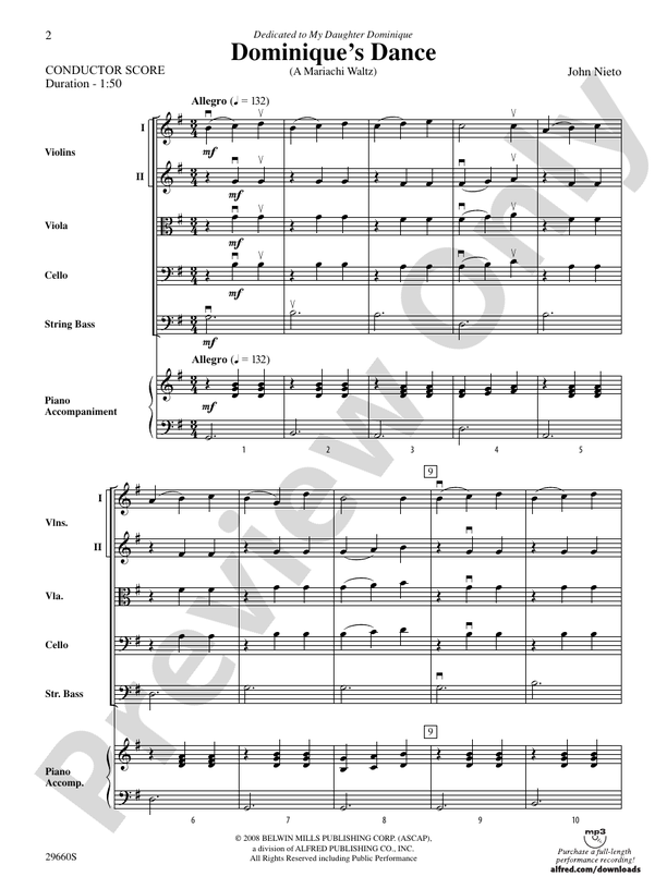 Dominique's Dance – String Orchestra Conductor Score & Parts (Digital Download)