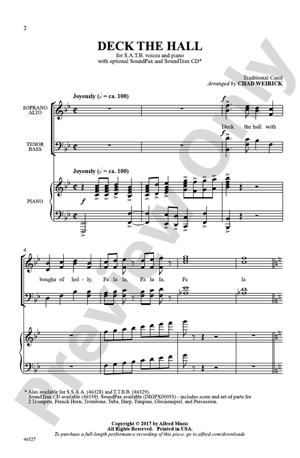 Deck the Hall - Arr. Chad Weirick – SATB Choral Octavo (Digital Download)
