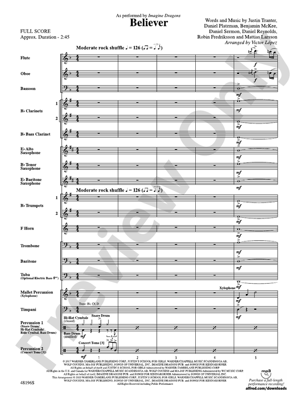 Believer - Concert Band Conductor Score & Parts (Digital Download)