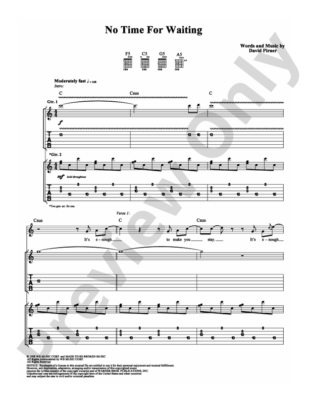 No Time For Waiting - Guitar TAB (Digital Download)
