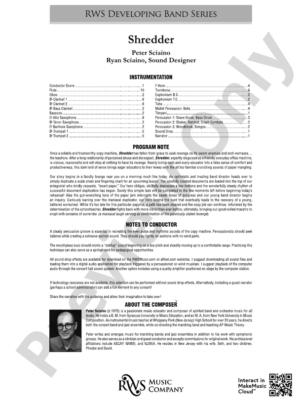 Shredder - Concert Band Conductor Score & Parts (Digital Download)