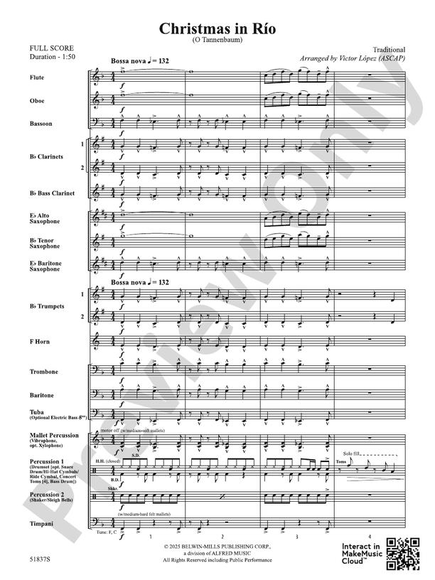 Christmas in Rio - Concert Band Conductor Score & Parts(Digital Download)