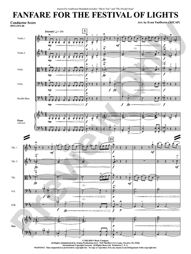 Fanfare For The Festival Of Lights - String Orchestra Conductor Score & Parts (Digital Download)