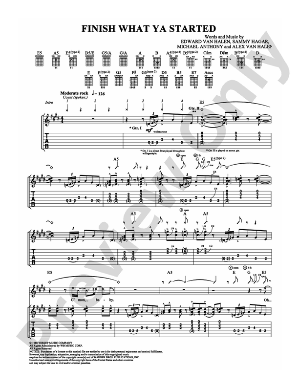Finish What Ya Started - Guitar TAB (Digital Download)