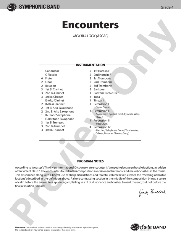 Encounters - Concert Band Conductor Score & Parts (Digital Download)