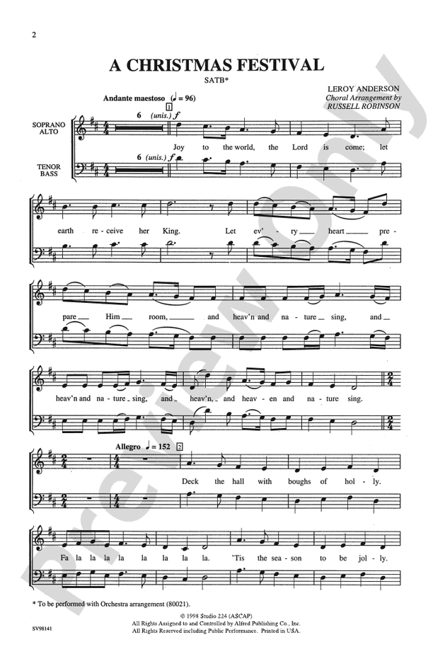 A Christmas Festival - SATB Choral Octavo/Full Orchestra (Digital Download)