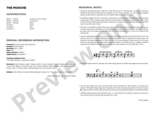 The Mooche - Jazz Ensemble Conductor Score & Parts (Digital Download)