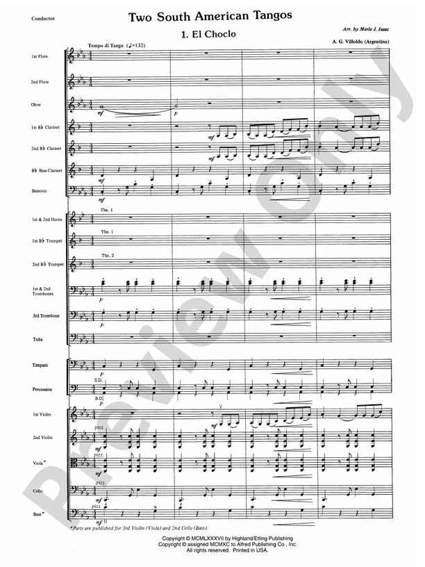 Two South American Tangos – Full Orchestra Conductor Score & Parts (Digital Download)