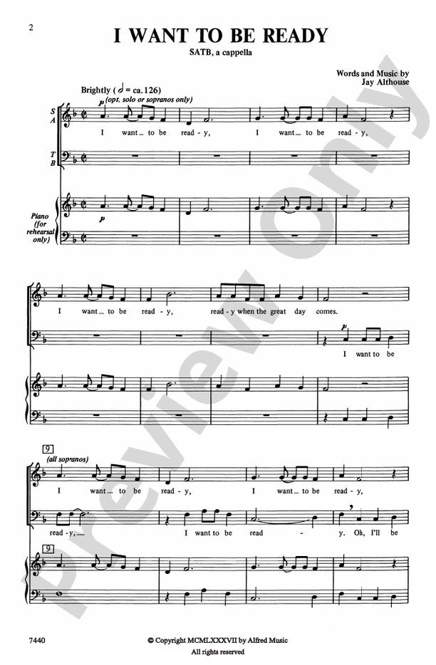 I Want to Be Ready – SATB, a cappella Choral Octavo (Digital Download)