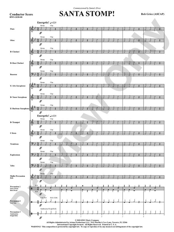 Santa Stomp! - Concert Band Conductor Score & Parts (Digital Download)