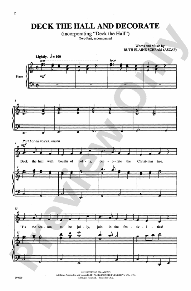 Deck the Hall and Decorate – 2-Part Choral Octavo (Digital Download)