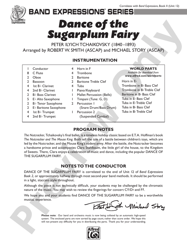 Dance of the Sugar Plum Fairy - Concert Band Conductor Score & Parts (Digital Download)