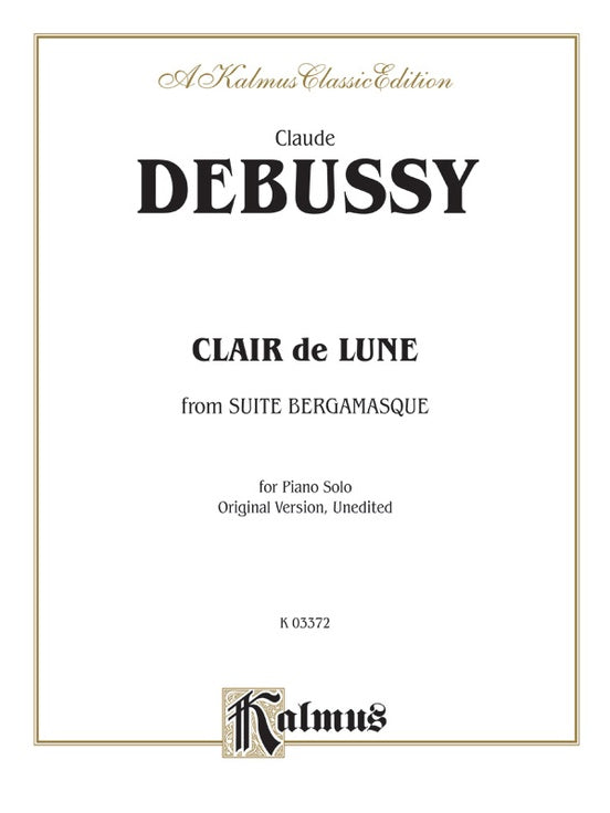 Debussy - Clair de Lune (from Suite Bergamasque) - Piano Solo (Digital Download)