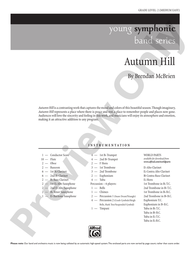 Autumn Hill - Concert Band Conductor Score & Parts (Digital Download)