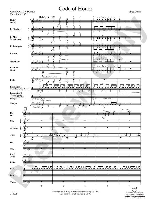 Code of Honor - Concert Band Conductor Score & Parts (Digital Download)