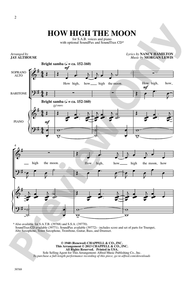 How High the Moon – SAB Choral Octavo (Digital Download)
