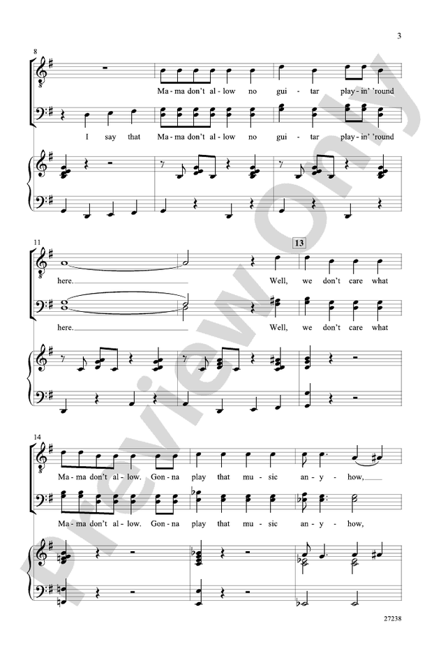 Mama Don't Allow – TBB Choral Octavo (Digital Download)